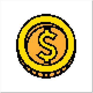 Gold Coin Pixel Art Posters and Art